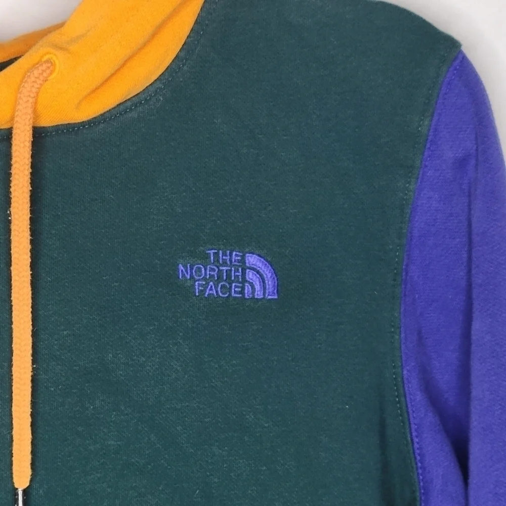 The North Face Men's Color Block Pullover Hoodie Green Blue Orange Size Small